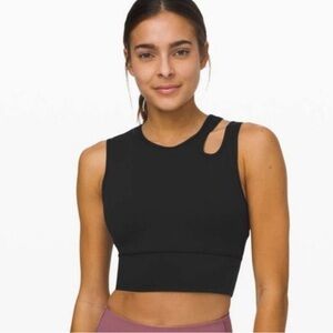 Lululemon Athletica Longline Sports Bra with Cutout Shoulder Top - Black